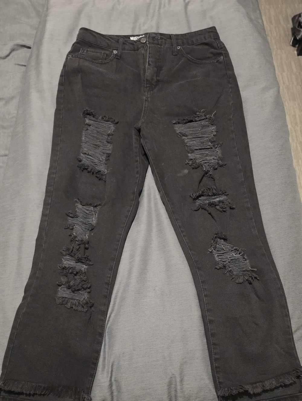 Mossimo Supply Co. Black Distressed Straight-Leg Jeans